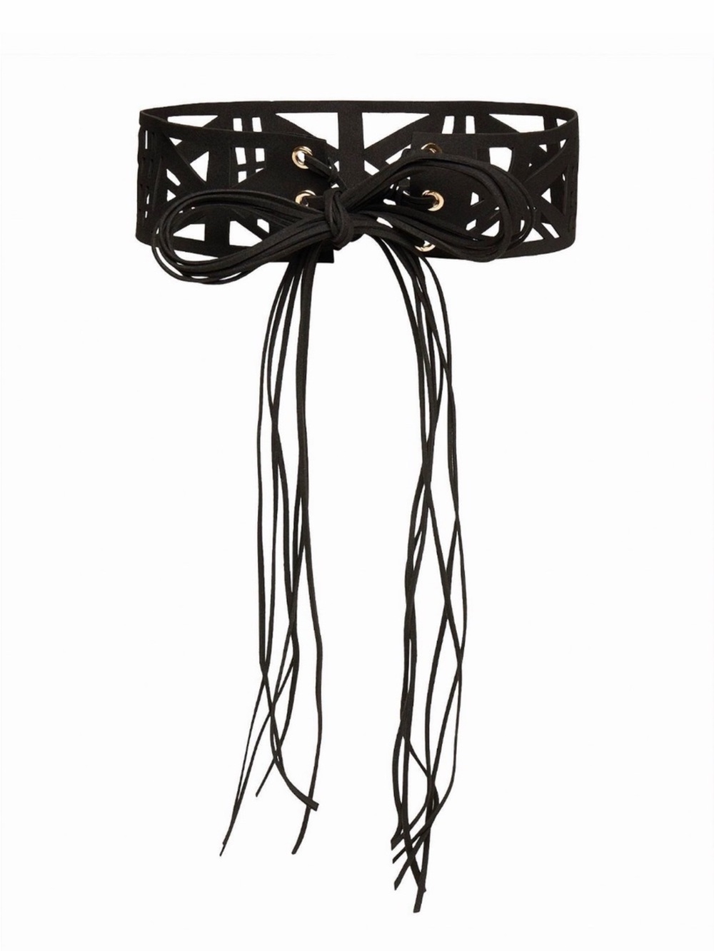 Leather cut out fringed laced belt - Picture 8 of 8